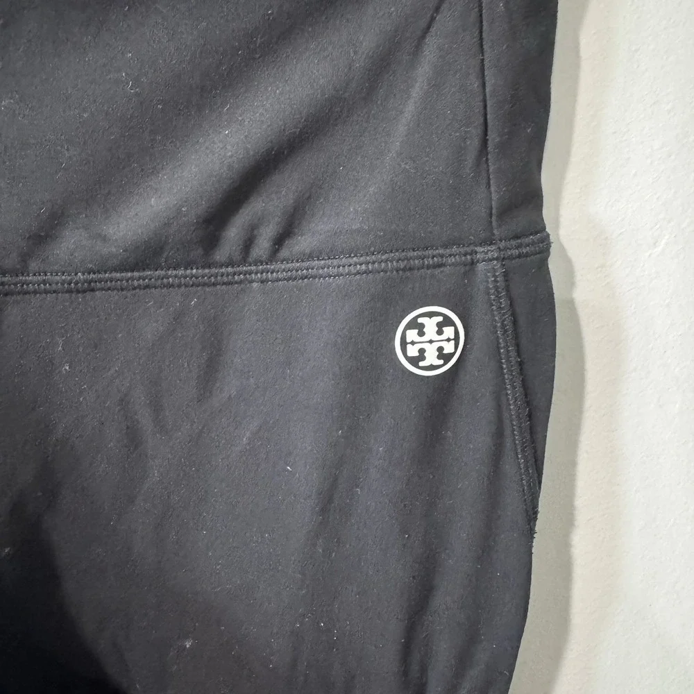 Tory Burch Sport Weightless Chevron Leggings Black‎ Womens Size M Key Pocket